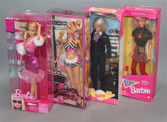 Four various Barbies